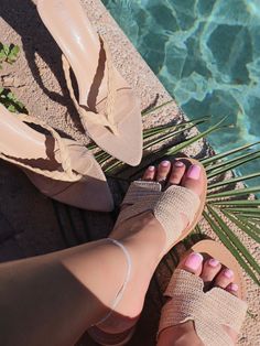 Slip on sandals Raffia detail Light/ nude True to size Would NOT recommend for wide feet as the material has very little stretch Fancy Sandals, Latest Shoe Trends, Slip On Sandals, Beach Sandals, Beach Babe, Worlds Of Fun, The Chic, Slip On Sandal, Trending Shoes