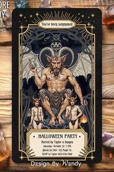 a halloween party card with an image of the devil