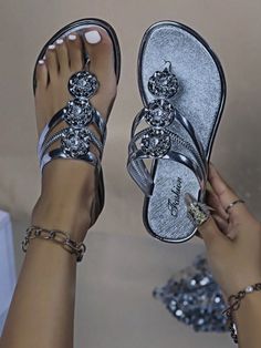 Plateado  Collar     Embellished Silver Flip Flops For Spring Beach Outings, Silver Flip Flops For Spring Beach, Silver Flip Flops For Beach In Spring, Silver Toe Post Flip Flops For Spring, Silver Toe Post Sandals With Rhinestones, Silver Rhinestone Toe Post Sandals, Silver Open Toe Flip Flops With Rhinestones, Silver Rhinestone Open Toe Flip Flops, Silver Rhinestone Flip Flops