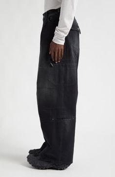 Find BALENCIAGA Gender Inclusive Baggy Denim Cargo Pants on Editorialist. Crafted of lightly distressed denim in a prominently oversized fit, these pocket-popped pants are a mashup of cargo and carpenter styles. Zip fly with button closure Five-pocket style; tool pockets; hammer loop; side welt pockets 100% cotton Machine wash, line dry Made in Italy Designer Clothing Designer Clothing Brands, Gender Inclusive, Denim Cargo Pants, Denim Cargo, Baggy Denim, Baggy Pant, Denim Trousers, Baggy Jeans, Welt Pockets