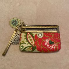 Spartina Carson Cottage Tassel Wristlet. 71/2” X 5”. Rectangular Wristlet For Spring Gift, Rectangular Wristlet As Spring Gift, Rectangular Wristlet Gift For Spring, Elegant Spring Wristlet For Everyday, Pink Wristlet For Everyday Use In Spring, Pink Spring Wristlet, Pink Pouch Wristlet For Spring, Spring Pink Pouch Wristlet, Spring Rectangular Wristlet With Removable Pouch