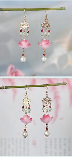 Chinese Bridal Jewelry, Chinese Wedding Jewelry Gold, Traditional Chinese Jewelry, Chinese Earrings Traditional, Elegant Blossom-colored Drop Flower Earrings, Silk Dress Short, Long Tassel Earrings, Engagement Anniversary, Overall Dress