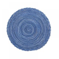 a circular blue rug on a white background