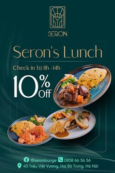 an advertisement for seron's lunch