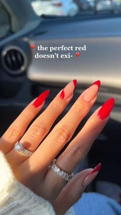 Sophisticated Red Acrylic Nail Designs Ideas 2023 Oval Nails Valentines, Red Oval Nails With Design, Valentines Nails Almond Shape, Cute Red Nails, Almond Nails Red, Almond Shaped Nails Designs, Classy Almond Nails, Oval Acrylic Nails, Nails Photos