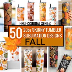 the fall and autumn tumbler designs are available for purchase