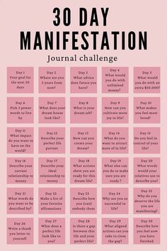 30 Day Manifestation Journal - Etsy Manifesting In Journal, How To Create A Manifestation Journal, How To Journal For Manifestation, Manifestation Writing Prompts, 35 Journal Prompts, 30 Day Manifesting Challenge, 30 Day Journal Challenge Healing, 30 Days Manifestation Challenge, 30 Self Care Challenge