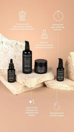 the contents of an organic skin care product on a rock with text describing its benefits