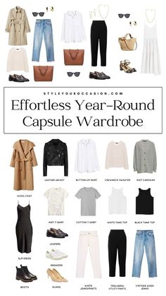 Looking for a minimalist capsule wardrobe for 2024? This minimal-chic capsule wardrobe for year-round makes it easy find the best wardrobe essentials and create chic everyday outfits for spring, summer, fall, and winter! Whether you’re looking for classy, neutral, minimalist, or casual capsule wardrobe ideas, we have everything you need to build the perfect minimalist wardrobe for women. Winter Fashion 2024 Australia, Chic Everyday Outfits, Capsule Wardrobe Ideas, Autumn Capsule Wardrobe, Casual Capsule Wardrobe, Chic Capsule Wardrobe, Wardrobe For Women, Minimalist Wardrobe Capsule, Minimalist Wardrobe Essentials