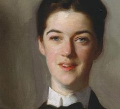 an oil painting of a woman wearing a suit and bow tie