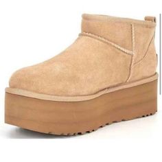 New No Box Ugg Ultra Mini Platform Ankle Booties Size 10 Super Comfortable Warm Suede Coastal Winter Ugg Ultra Mini Platform, Coastal Winter, Cream Beige Color, Boots Cream, Ugg Ultra Mini, Ugg Classic Ultra Mini, Ugg Classic, Platform Ankle Boots, Cream Beige