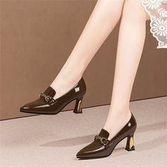 Discover the timeless allure of our Classic Chic Cow Leather Pumps. Featuring a 7cm thick heel and sophisticated pointed toe, these pumps blend luxurious comfort with enduring style, thanks to their sheepskin insoles and pigskin lining. Elegant Fall Court Shoes With 4-inch Heel, Elegant Closed Toe Court Shoes For Work, Elegant High Heel Court Shoes For Work, Elegant Low Heel Court Shoes For Fall, Elegant Fall Low Heel Court Shoes, Formal Fall Court Shoes With Reinforced Heel, High Heel Business Heels For Fall, Elegant Brown Court Shoes With Deep Heel Cup, Patent Leather Heels For Business In Fall