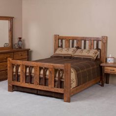 River Cabin Bed (7694638219496) Mountain Cabin Interior, Small Mountain Cabin, Barnwood Bed, Rustic Bed, Log Bed, Rustic Bedroom Furniture, Gorgeous Bed, River Cabin, Cabin Bed