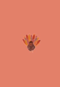 a turkey is standing in the middle of an orange background with red and yellow feathers