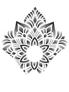 a black and white drawing of a flower with leaves in the shape of a circle