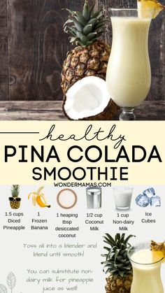 This is a must try smoothie to have before summer is over! This Healthy Piña Colada Smoothie will make all your summer dreams come true. The most perfect Pina Colada vegan smoothie recipe! Pina Colada Smoothie Recipe, Healthy Pina Colada, Vegan Smoothie Recipes, Pina Colada Smoothie, Fruit Smoothie Recipes Healthy, Easy Healthy Smoothies, Smoothie Recipes Healthy Breakfast, Smoothie Drink Recipes, Healthy Drinks Smoothies