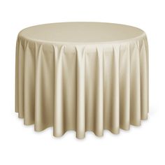 a round table with a white cloth on it