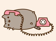 a drawing of a phone with a cat on the back and a cord attached to it