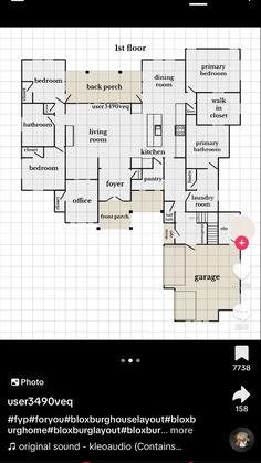 the floor plan for a house with two levels and three rooms on each level, which is