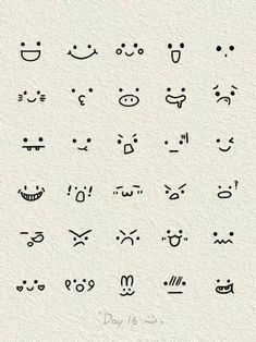 an image of various emoticions drawn by hand on white paper with black ink