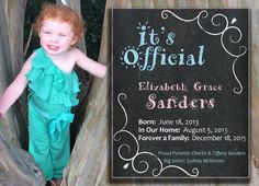 Adoption Announcement 7x5 by AllyMacDesigns on Etsy https://www.etsy.com/listing/386248674/adoption-announcement-7x5 Birth Announcement Girl