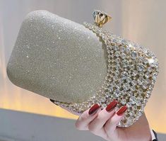 Glitter Diamante Style Clutch Bag in various colours Wedding Gold, Gold Wedding Jewelry, Wedding Clutch, Handbag Pattern, Small Makeup, Purse Styles, Clutch Bags, Work Bags, Magnetic Clasp