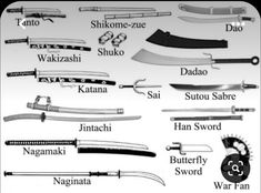 an image of different types of knifes and their names in black and whit