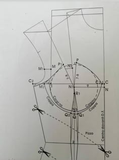 the drawing shows how to draw an object with lines and shapes that are drawn on paper