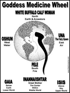 the poster for goddess medicine wheel with information about its different types and their meaningss