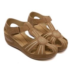 FAMITION Wedge Sandals for Women Dressy Casual Sandals Vintage Gladiator Closed Toe Sandal Womens Comfortable Ankle Strap Platform Wedge Sandals Wide Width Hollow Out Heel Summer Sandals for Women 2024 Trendy These summer leisure and comfortable women closed toe sandals, while protecting the toes, hollow design makes sandals in the hot summer can also be fresh and ventilated, is a simple but not short of fashion design of women summer sandals, can be used as daily casual walking sandals, outdoor Casual T-strap Wedge Sandals For Vacation, Beige Comfortable Round Toe Wedge Sandals, Comfortable Closed Toe T-strap Sandals, Wedge Heel Sandals For Beach, Comfortable Adjustable Wedge Sandals With Round Toe, Comfortable Spring Wedge Sandals With Round Toe, Adjustable Comfortable Wedge Sandals, Spring Beach Wedge Heel T-strap Sandals, Spring Beach T-strap Sandals With Wedge Heel