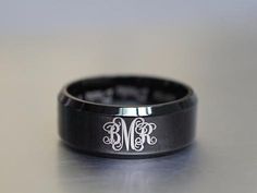 Engraved Monogram Ring in Black, 3 Initials Monogrammed Ring, Personal – timjeweler Handwriting Bracelet, Coordinates Bracelet, Name Ring, Morse Code Bracelet, Engraved Stainless Steel, Monogram Ring, Name Rings, Ring Mens, Stainless Steel Ring