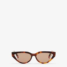 Cat-eye Fendi Way glasses in Havana acetate. Brown lenses with diagonal cut embellished with a pink edge. Made in Italy. One Size Havana, Cat Eye, Lenses, Fendi, In Italy, Women Accessories, Italy, Sunglasses, Pink