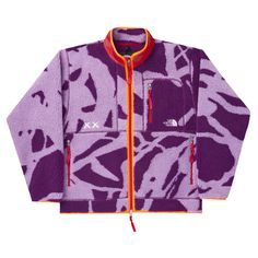 Find THE NORTH FACE X Kaws Freeride Fleece Jacket 'pamplona on Editorialist. Made in collaboration between The North Face and KAWS for SS22, this Freeride Fleece Jacket has a patterned design in a 'Pamplona Purple' colorway. The warm layer is decorated with accenting red trim and embroideries of each brand's logo. Fall Hiking Purple Outerwear, Purple Outerwear With Fleece Lining For Outdoor Activities, Purple Winter Track Jacket For Outdoor, The North Face Sports Fleece Jacket For Winter, The North Face Winter Sports Fleece Jacket, The North Face Purple Long Sleeve Outerwear, The North Face Purple Outerwear For Fall, Mode Harajuku, Pamplona