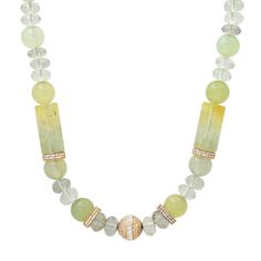 One of a Kind Green Amethyst & Prehnite Necklace Green Goddess, Green Amethyst, Bezel Diamond, Amethyst, Beaded Necklace, Gemstones, Beads, Green, Beauty