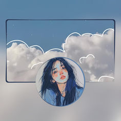 a woman's face is seen through the clouds