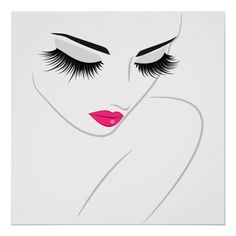 a woman's face with long eyelashes and pink lipstick