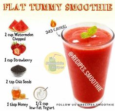 a smoothie is shown with ingredients to make it