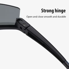 an image of a pair of glasses with the caption strong hinge open and close smooth and durable