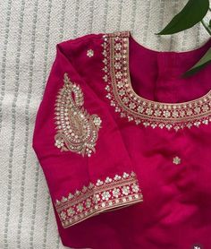 Hand embroidered ready made saree blouse / crop top/stitched saree blouse usa / saree blouse/modern blouse/zardosi blouse/black saree blouse/ pure silk blouse/ maggam work blouse / pink saree blouse / modern pink elbow sleeve blouse       It is very true that a perfect blouse is the one which makes your saree look stand out !! If you find one of such a style that you have been wanting to have then dont let it go !! we carry such unique trending blouses that instantly add a stylish look to any saree !!     Well..!! we understand that you may not get in your desired size/pattern, here you go with customization according to your size/pattern which we can deliver in 1-2 weeks of time period !!      Here is a beautiful Hand embroidered zardosi work saree blouse/ crop top in pink color that has Luxury Pink Katan Silk Blouse Piece, Zardosi Embroidery Blouse, Saree Blouse Modern, Black Saree Blouse, Pink Saree Blouse, Pink Blouse Designs, Zardosi Embroidery, Fashion Terms, Perfect Blouse