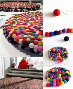 various images of different colored balls on the floor and in front of a fire hydrant