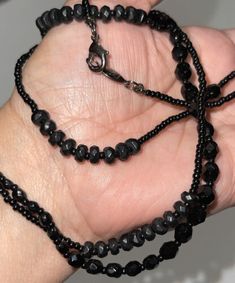 Liz Clairborne Elegant Black Beaded Necklace Elegant Simple Strand 46” Inches | eBay Black Bead Necklace, Black Beads, Chain Necklace, Vintage Items, Beaded Necklace, Chain, Fashion Tips, Black