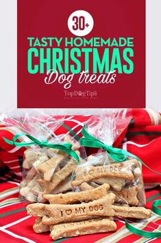 homemade christmas dog treats with the title overlay that reads 30 tasty homemade christmas dog treats