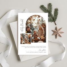 a christmas card with three photos on it