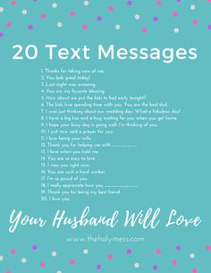 a blue background with the words 20 text messages your husband will love