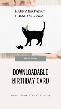 Cat Birthday Card PRINTABLE, DOWNLOADABLE