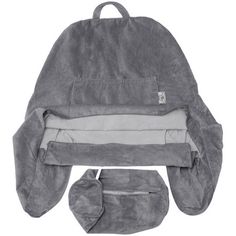 the back pack is made out of grey sued