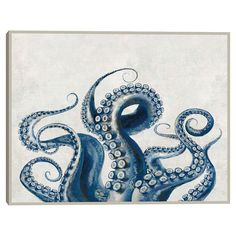 an octopus painting with blue and white colors