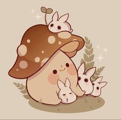 an image of a mushroom and her babies