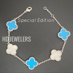 Special Edition Multiple Motif Stone Design White & Turquoise Bracelet Four Leaf Lucky Clover Flower Women’s Jewelry Material: Solid 925 Sterling Silver Stone: Top Quality Double Sided 3 Turquoise Stones & 2 Mother Of Pearl Stones Stone Size: 1.5 Cm X 1.5 Cm Length: Adjustable, 7 Inches + 1 Inch Extension Nickel Free, Allergy Free Occasion: Anniversary Engagement Gift Christmas Holiday Wedding Present Romantic Love Memory Engagement Party Packaging: Gift Box **If You Have Any Questions, Feel Free To Contact Us 24/7 And We’ll Be Happy To Help! **We Can Also Customize Any Details As You’d Like, Just Contact Us! **You Can Also Visit Our Poshmark Store For A Large Selection Of Items! Luxury Sterling Silver Turquoise Bracelet, Luxury Turquoise Sterling Silver Bracelets, Luxury White Sterling Silver Bracelet For Gift, Luxury White Sterling Silver Bracelet As Gift, Flower Women, Clover Flower, Wedding Present, 925 Silver Bracelet, Packaging Gift