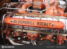 an old motorcycle engine with the words oldsmobile rocket on it